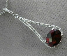 ESTATE LARGE 2.39CT DIAMOND & AAA GARNET 14KT WHITE GOLD 3D TRIANGULAR PENDANT