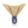 ESTATE 1.18CT DIAMOND & AAA TANZANITE 14KT YELLOW GOLD 3D ETOILE OVAL PENDANT