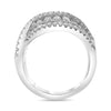LARGE 2.48CT DIAMOND 14KT WHITE GOLD 3D MULTI ROW INFINITY CRISS CROSS LOVE RING