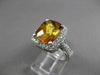 ESTATE LARGE 4.37CTW DIAMOND & EXTRA FACET CITRINE 14KT WHITE GOLD 3D HALO RING