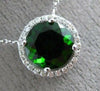 ESTATE 2.14CT DIAMOND & AAA GREEN GARNET 14KT WHITE GOLD CLASSIC ROUND NECKLACE