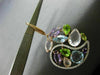 ESTATE LARGE 25.35CT DIAMOND & AAA MULTI GEM 14KT TWO TONE GOLD FLOWER EARRINGS