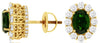 2.9CT DIAMOND & AAA RUSSALITE 14KT YELLOW GOLD OVAL & ROUND SCREWBACK EARRINGS