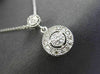 ESTATE .19CT DIAMOND 14KT WHITE GOLD FLOATING DOUBLE HALO CIRCLE PENDANT & CHAIN