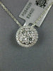 ESTATE LARGE .68CT DIAMOND 18KT WHITE GOLD CLASSIC ROUND CLUSTER HALO PENDANT