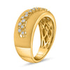WIDE .23CT DIAMOND 14K YELLOW GOLD 3D ROUND MATTE AND SHINY DOUBLE WAVE FUN RING