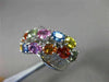 ESTATE WIDE 6.26CT DIAMOND & AAA MULTI COLOR SAPPHIRE 18KT WHITE GOLD FUN RING
