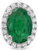 ESTATE 1.50CT DIAMOND & AAA EMERALD 18KT WHITE GOLD 3D OVAL HALO STUD EARRINGS