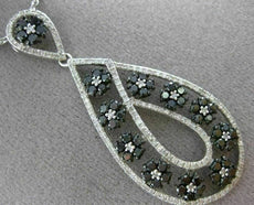 ESTATE 1.92CTW AAA BLACK & WHITE DIAMOND 14KT WHITE GOLD FLORAL DROP PENDANT