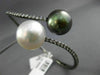 ESTATE LARGE 1.03CT DIAMOND AAA SOUTH SEA & TAHITIAN PEARL 18K BLACK GOLD BANGLE
