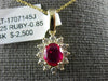 ESTATE 1.10CT DIAMOND & AAA RUBY 14KT YELLOW GOLD 3D OVAL FLOWER CLASSIC PENDANT