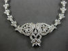 LARGE & LONG 3CT DIAMOND 14KT WHITE GOLD 3D DOUBLE HEART FILIGREE NECKLACE 28190