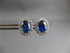 LARGE 4CT DIAMOND & AAA CEYLON SAPPHIRE 18KT WHITE GOLD OVAL HALO STUD EARRINGS