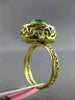ESTATE LARGE 4.90CT DIAMOND & GREEN AMETHYST 14KT YELLOW GOLD OVAL FILIGREE RING