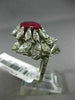 ESTATE EXTRA LARGE 6.30CT DIAMOND & AAA RUBY PLATINUM FLOWER OPEN FILIGREE RING