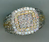 ESTATE LARGE 2.58CT DIAMOND 14KT 2 TONE GOLD 3D ROUND DOUBLE SQUARE MENS RING