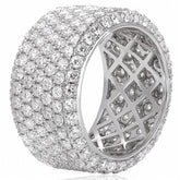 LARGE 2.1CT DIAMOND 14K WHITE GOLD MULTI ROW PAVE SEMI ETERNITY ANNIVERSARY RING