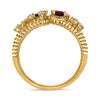 LARGE .90CT DIAMOND & AAA RUBY 14KT YELLOW GOLD PEAR SHAPE ROUND MULTI BAR RING