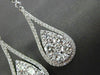 ESTATE LARGE 2.60CT DIAMOND 18KT WHITE GOLD 3D HALO PEAR DROP HANGING EARRINGS
