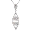 ESTATE LARGE 1.09CT DIAMOND 18KT WHITE GOLD MULTI ROW MARQUISE LEAF LOVE PENDANT