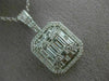 ESTATE EXTRA LARGE 2.07CT ROUND BAGUETTE DIAMOND 14K WHITE GOLD CLUSTER PENDANT