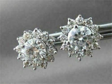 ESTATE .67CT ROUND DIAMOND 14KT WHITE GOLD 3D STAR FLOWER STUD EARRINGS 22224