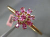 ESTATE LARGE 5.10CT DIAMOND & RUBY 14KT ROSE GOLD FLOWER CLASSIC BANGLE BRACELET