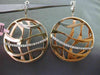 ESTATE LARGE .16CT DIAMOND 14K WHITE & ROSE GOLD 3D CIRCULAR MULTI WAVE EARRINGS