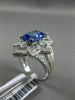 LARGE 2.46CT DIAMOND & AAA CUSHION CUT TANZANITE 14KT WHITE GOLD ENGAGEMENT RING