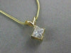 ESTATE .53CT PRINCESS DIAMOND SOLITAIRE 14K GOLD HANGING PENDANT FANCY 16" #5251