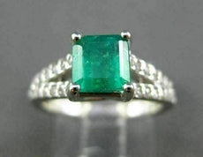 ESTATE 1.33CT DIAMOND & AAA EMERALD 14K WHITE GOLD LUCIDA ENGAGEMENT RING #22247