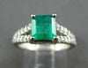 ESTATE 1.33CT DIAMOND & AAA EMERALD 14K WHITE GOLD LUCIDA ENGAGEMENT RING #22247