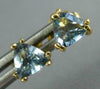 ESTATE .90CT AAA AQUAMARINE 14KT YELLOW GOLD 3D TRILLION STUD EARRINGS #25206