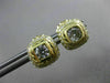 ESTATE LARGE 1.20CT DIAMOND 18KT YELLOW GOLD SOLITAIRE SQUARE HALO STUD EARRINGS