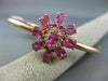 ESTATE LARGE 5.10CT DIAMOND & RUBY 14KT ROSE GOLD FLOWER CLASSIC BANGLE BRACELET