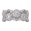 ESTATE WIDE .57CT DIAMOND 18K WHITE GOLD MULTI CIRCULAR BEZEL SEMI ETERNITY RING