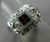 ESTATE 1.05CT DIAMOND & AAA RUBY 18KT WHITE GOLD 3D SQUARE FILIGREE FLORAL RING