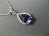 ESTATE 1.12CT DIAMOND & AAA AMETHYST 14KT WHITE GOLD TEAR DROP MILGRAIN PENDANT