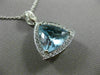 ESTATE LARGE 6.09CT DIAMOND & AQUAMARINE 14K WHITE GOLD 3D TRILLION HALO PENDANT