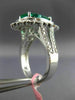 ESTATE LARGE 3.33CT DIAMOND & AAA EMERALD 18K WHITE GOLD FLIGREE ENGAGEMENT RING