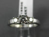 ESTATE .56CT ROUND DIAMOND 14KT WHITE GOLD 3 STONE SQUARE ENGAGEMENT RING #18806