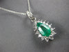 1.96CT DIAMOND & COLOMBIAN EMERALD 14K WHITE GOLD PEAR SHAPE HALO PENDANT #27053