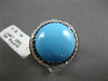 ESTATE LARGE .36CTW BLACK & WHITE DIAMOND & AAA TURQUOISE 14KT WHITE GOLD RING