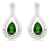 ESTATE 1.02CT DIAMOND & AAA RUSSALITE 14K WHITE GOLD PEAR SHAPE & ROUND EARRINGS