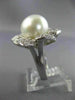 ESTATE EXTRA LARGE 1.40CT DIAMOND & SOUTH SEA PEARL18K WHITE GOLD 3D FLOWER RING