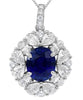 4.03CT DIAMOND & AAA SAPPHIRE 18KT WHITE GOLD 3D OVAL PEAR SHAPE & ROUND PENDANT