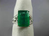 ESTATE LARGE 4.37CT DIAMOND & AAA EMERALD 18KT WHITE GOLD FLOWER ENGAGEMENT RING