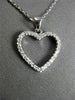 ESTATE .17CT DIAMOND 14K WHITE GOLD CLASSIC OPEN HEART PENDANT & CHAIN BEAUTIFUL