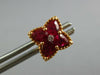 1.42CT DIAMOND & AAA RUBY 18KT ROSE GOLD 3D PEAR SHAPE FLOWER STAR STUD EARRINGS