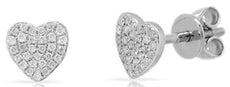 ESTATE .16CT DIAMOND 14KT WHITE GOLD CLASSIC PAVE HEART SHAPE LOVE STUD EARRINGS